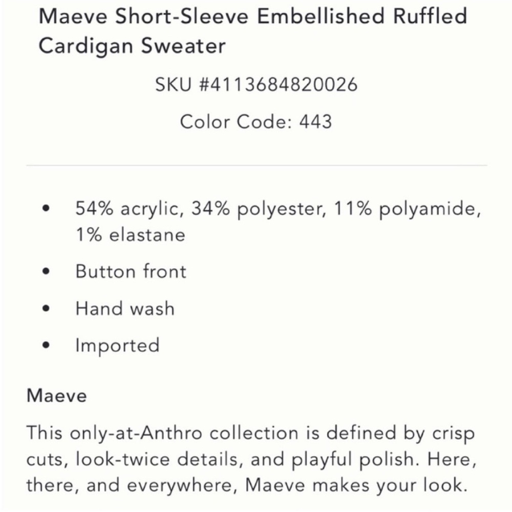 Maeve Nwt Embellished Ruffled Cardigan Sweater - Picture 3 of 7